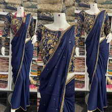 Load image into Gallery viewer, Georgette Embroidered Sarees with stone work