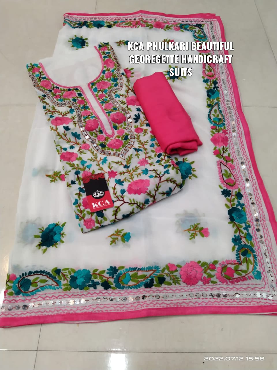 Georgette suits with Kantha embroidery