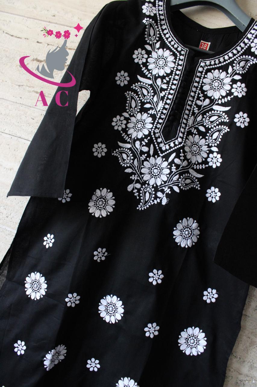 AC Cotton Stitched Chikan Kurti