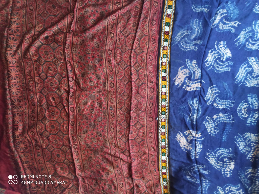 Ajrakh Hand Block Print, Natural Dye Sarees