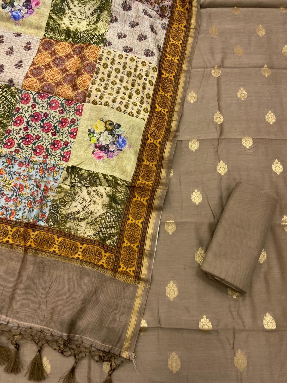 Handloom Chanderi with zari boota