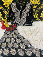Beautiful Georgette Chikan Kurti Sharara