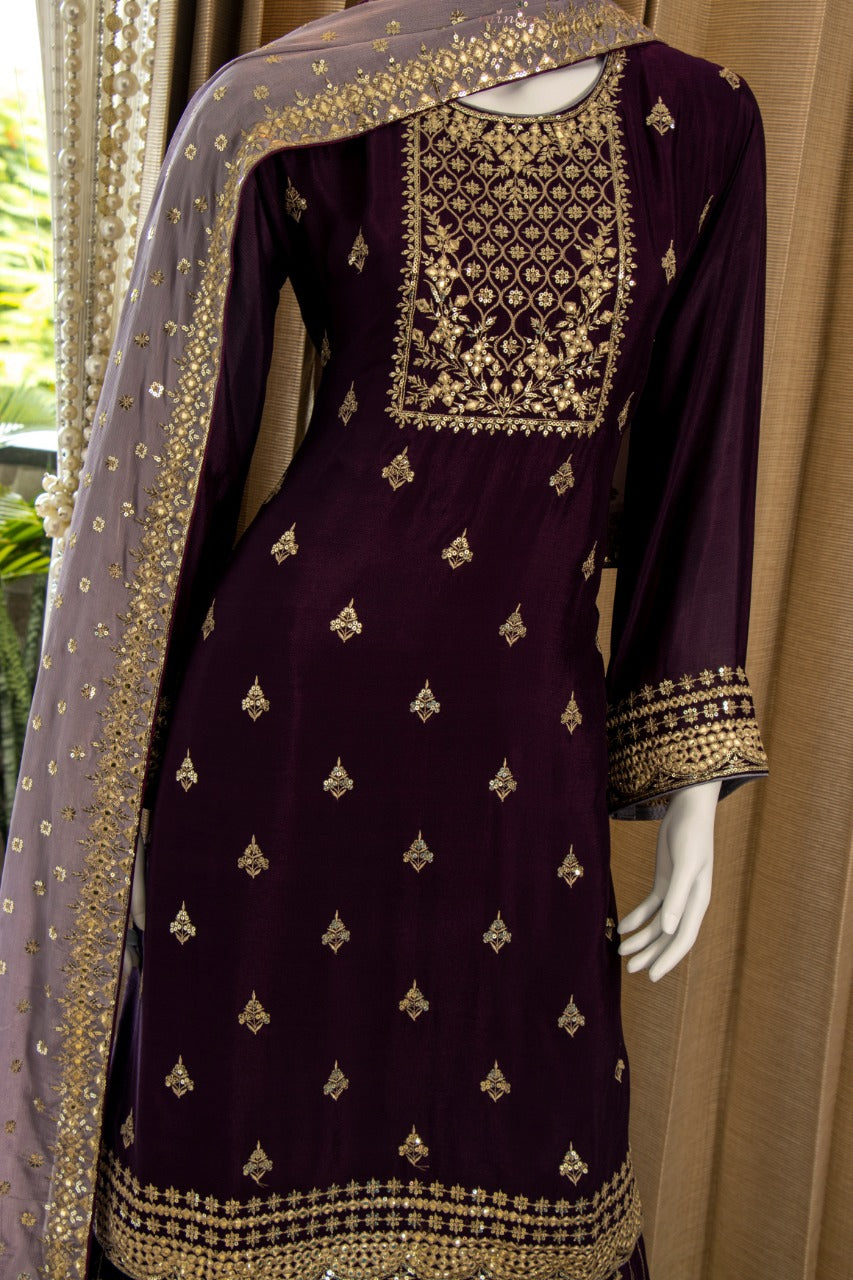 Beautiful Chinnon Shirt Skirt Dupatta