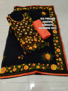 Georgette Kantha Work Embroidered Suits