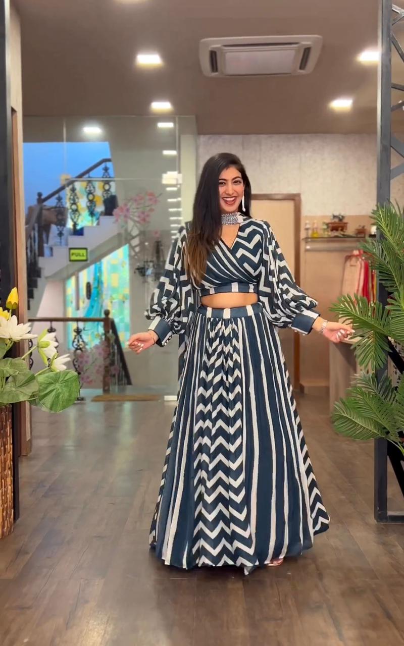 Striped Designer Lehenga Choli