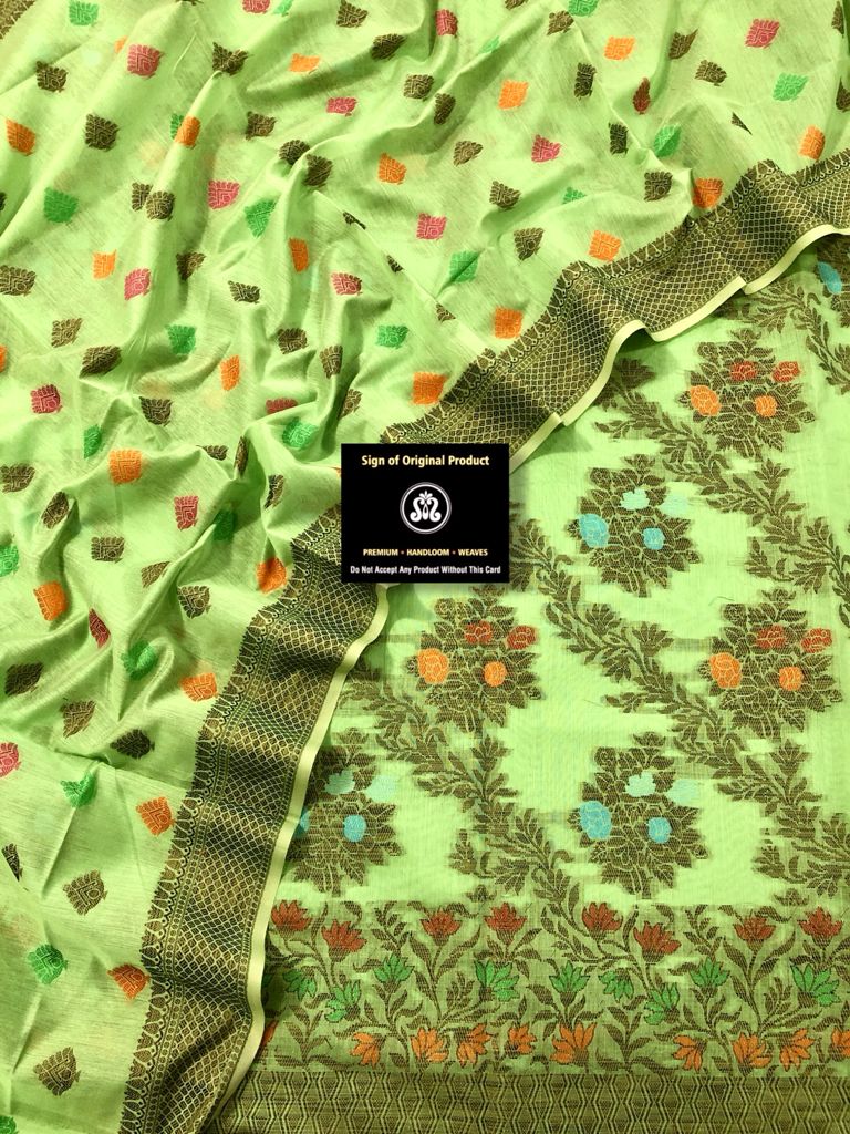 Benarsi Cotton Silk Suit with Zari and Resham weaving