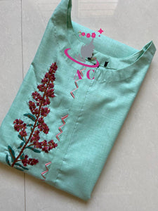 AC Cotton Stitched Embroidered Kurti