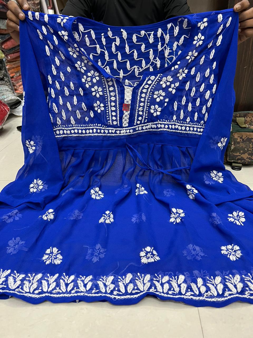 Georgette Chikankari Short Kurtis/Tops