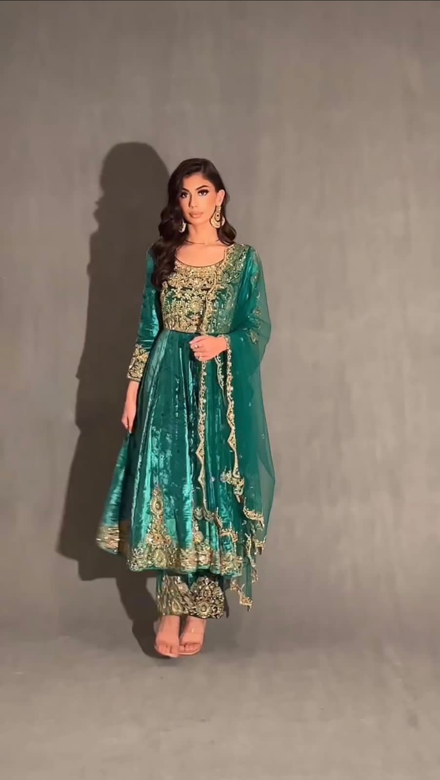 Velvet Anarkali with embroidery