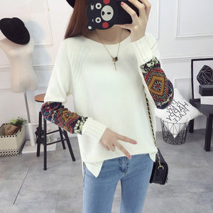 Patch Sleeves Sweater tops