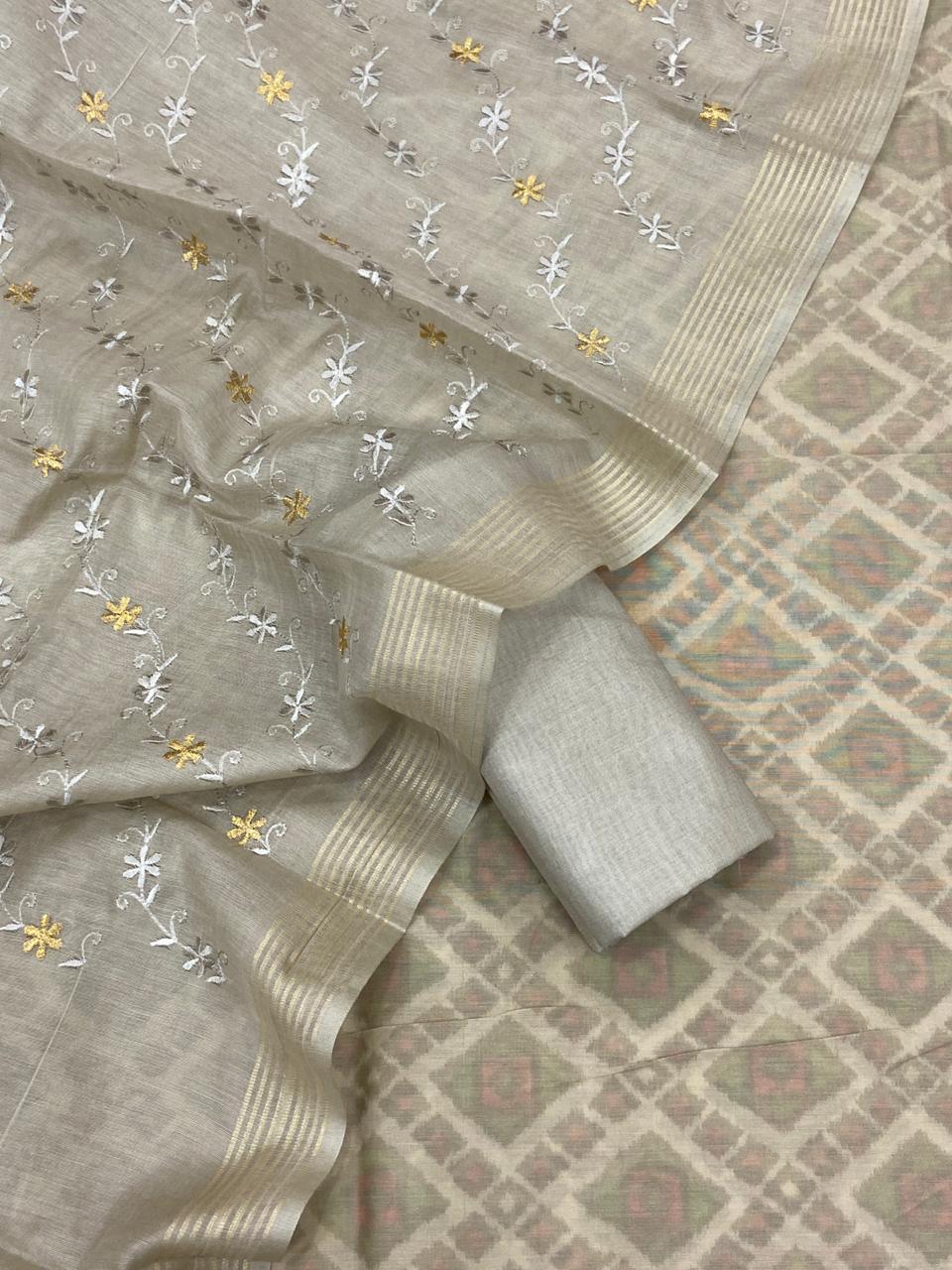 Handloom Chanderi with zari boota