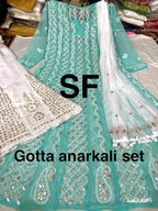 Chikankari Anarkali Sharara with gotta patti work