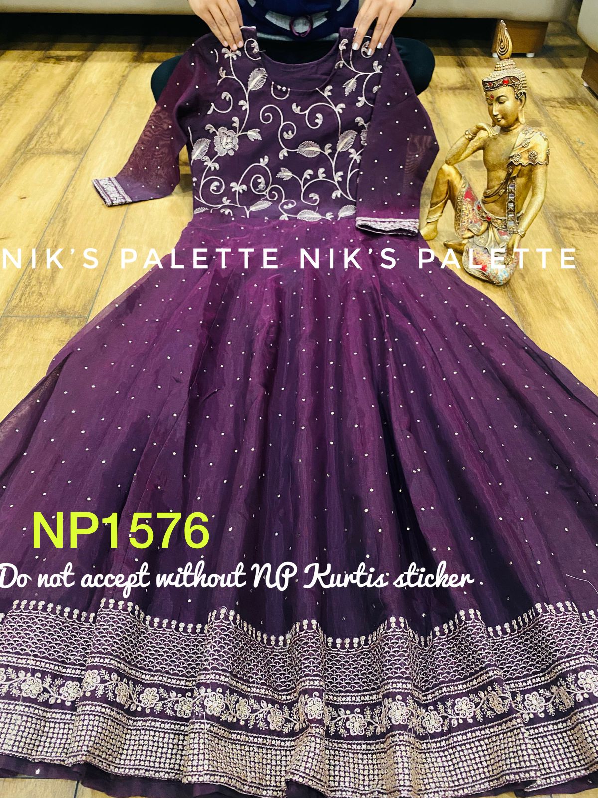Viscose Modal Chanderi Anarkali with badla work