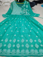 Load image into Gallery viewer, Chikankari Gown with bow knot