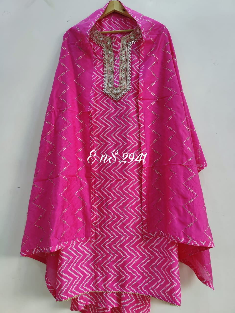 Muslin Suit with embroidery and digital print