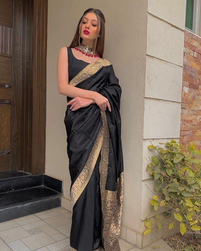 Traditional Black Woven Saree