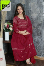 Long Flair Kurti with pant n dupatta