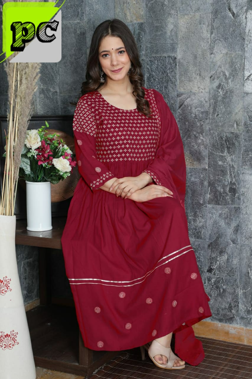 Long Flair Kurti with pant n dupatta