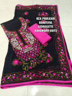 Georgette Kantha Work Embroidered Suits