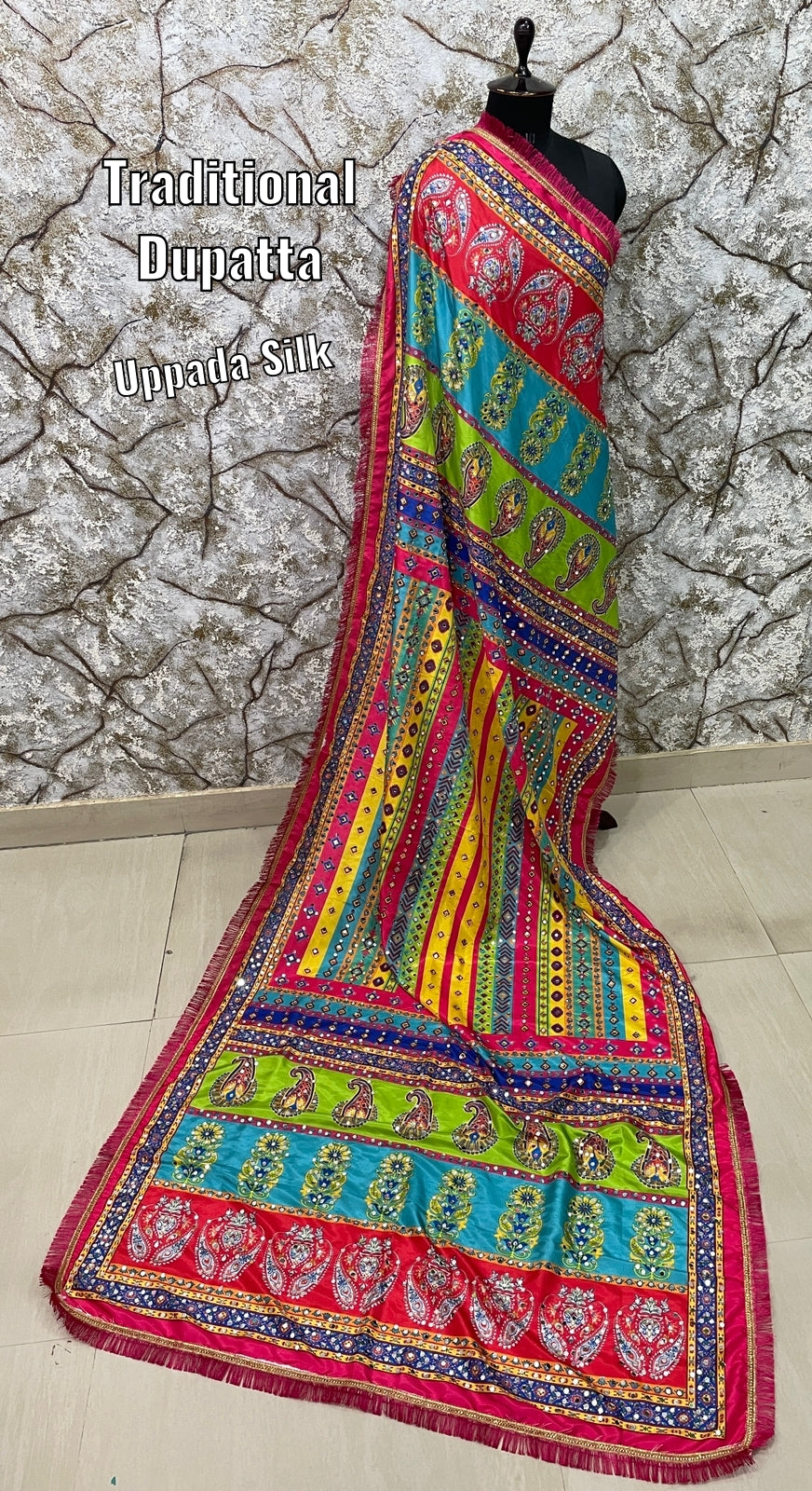 Traditional Chinnon Uppada Silk Dupattas