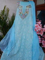 Exquisite Chikankari Suits with Parsi Gara Embroidery