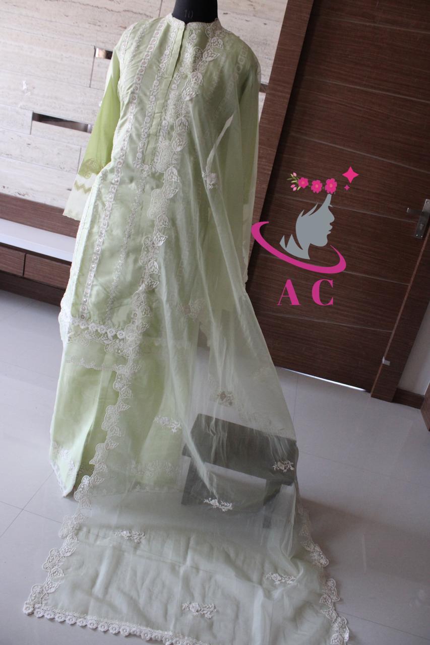 Cotton Silk Stitched Shirt(Embroidered) with Palazzo