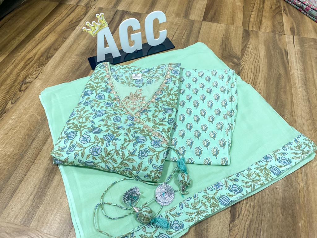 Cotton Stitched Anarkali with Pant AGC
