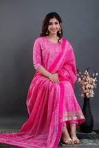 Beautiful Cotton Anarkali Set with Gota