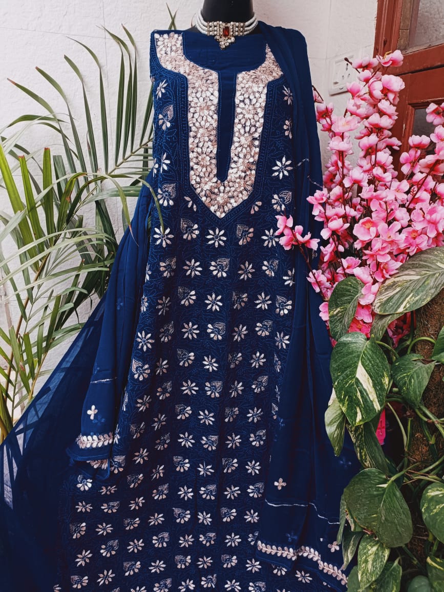 Viscose Georgette Gorgeous Chikankari Kurta n Dupatta Set