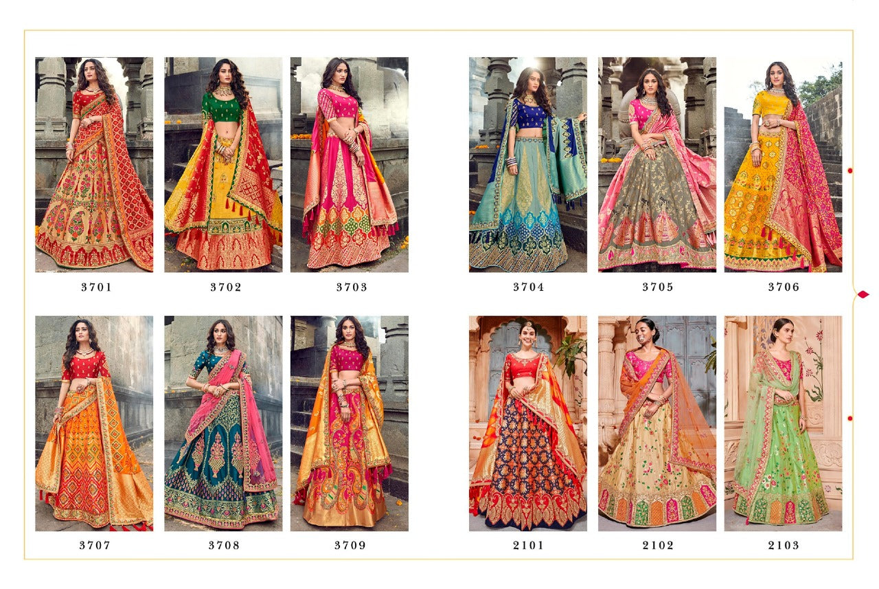 Jacqard Silk Lehengas