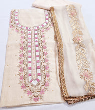Load image into Gallery viewer, Chanderi Shirt hand embroidered with Shantoon Bottom