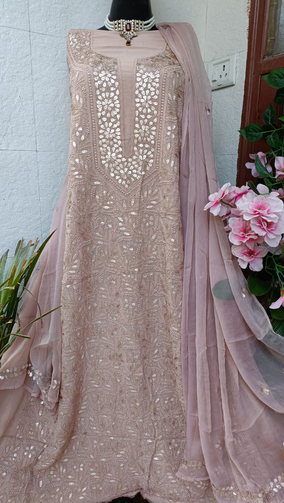 Viscose Georgette Gorgeous Chikankari Kurta n Dupatta Set