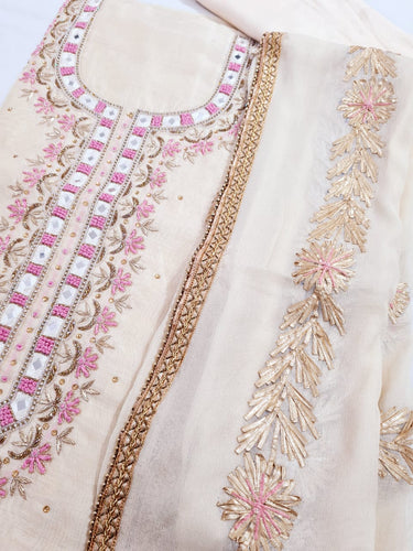 Chanderi Shirt hand embroidered with Shantoon Bottom