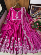 Embroidered Butter Silk Gown Palazzo