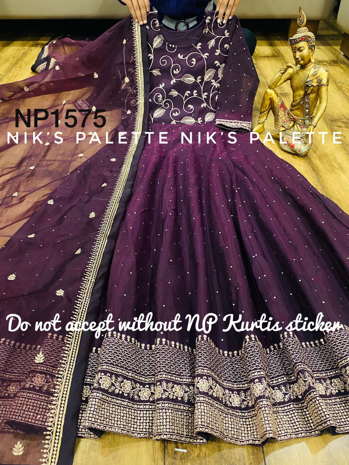 Viscose Modal Chanderi Anarkali with badla work