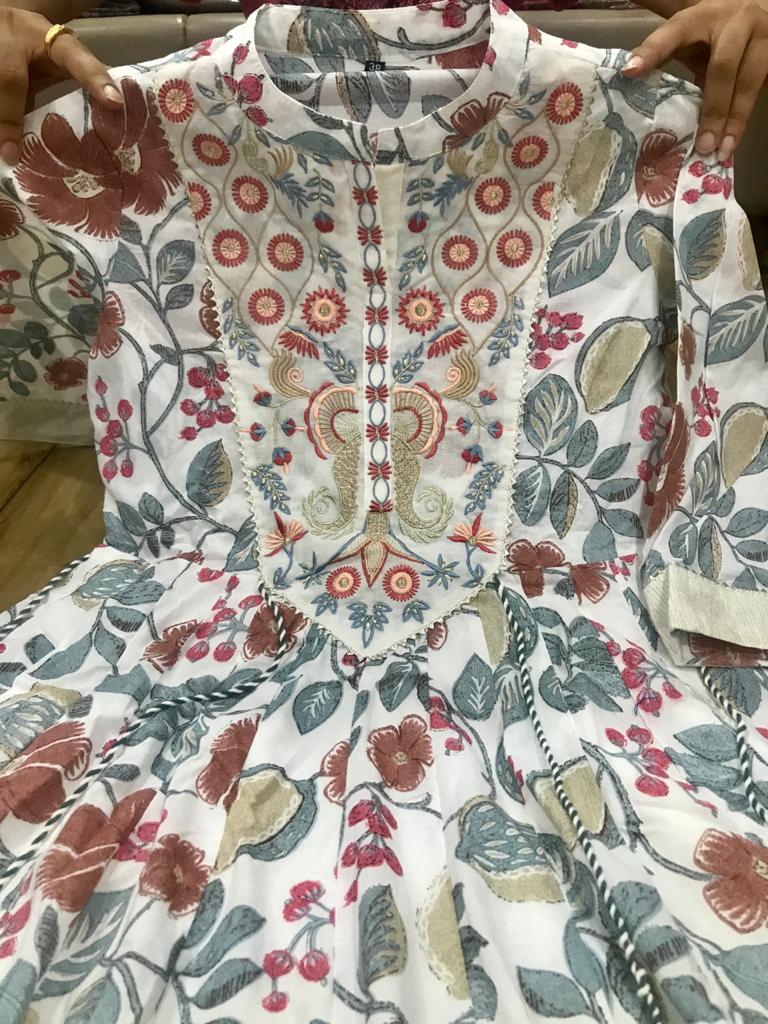 Beautiful Kalamkari Gown with Gota