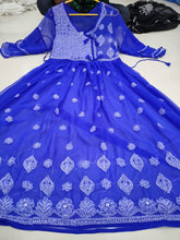 Load image into Gallery viewer, Chikankari Gown with bow knot