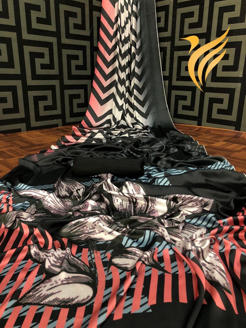 Printed Satin Saree