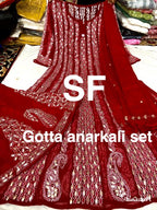Chikankari Anarkali Sharara with gotta patti work