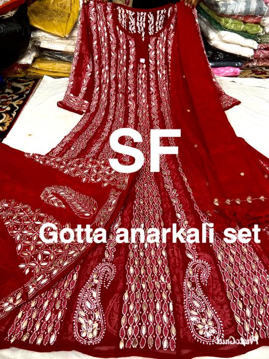Chikankari Anarkali Sharara with gotta patti work