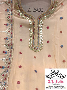 Georgette Sharara Set with heavy embroidery