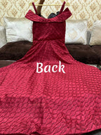 Silk Embroidered Off-Shoulder Gown
