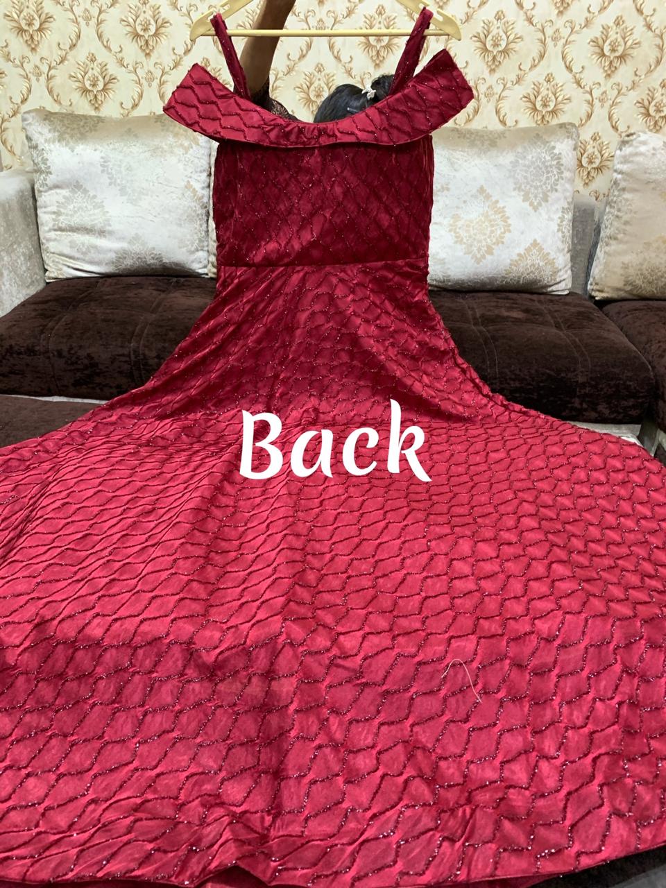 Silk Embroidered Off-Shoulder Gown