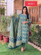 Handblock Cotton Shirt with Pant