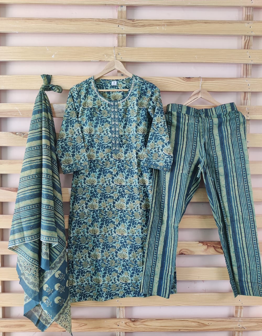 Handblock Cotton Shirt with Pant
