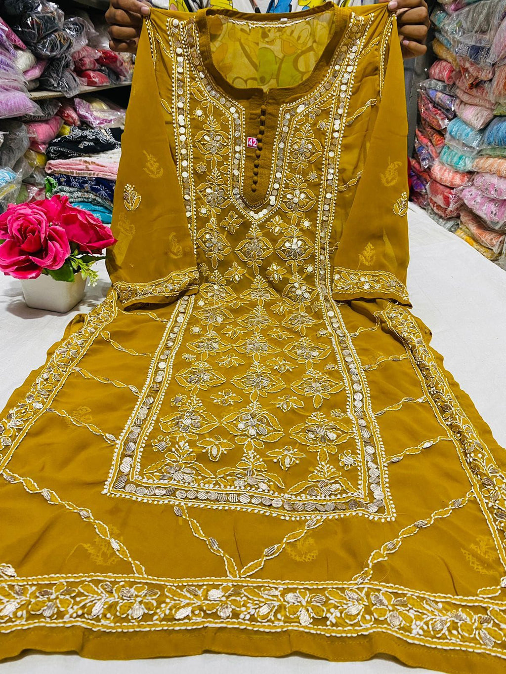 Chikankari Gota Work Kurtis