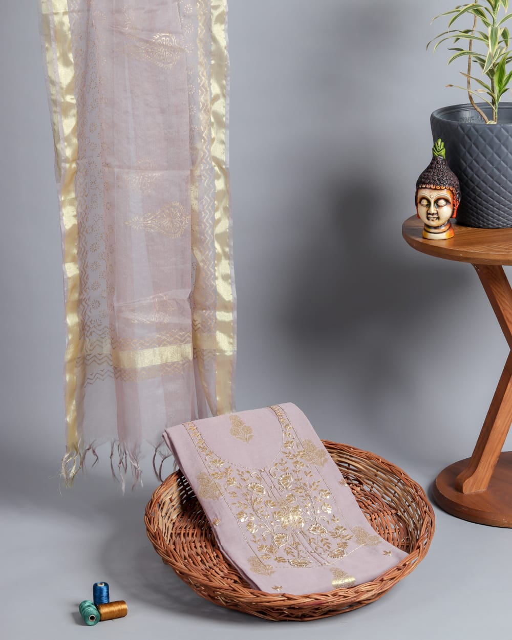Chanderi Silk Shirt with Organza Dupatta