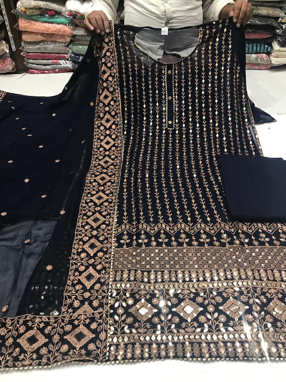 Beautiful Georgette Gotta Patti Semi-stitched