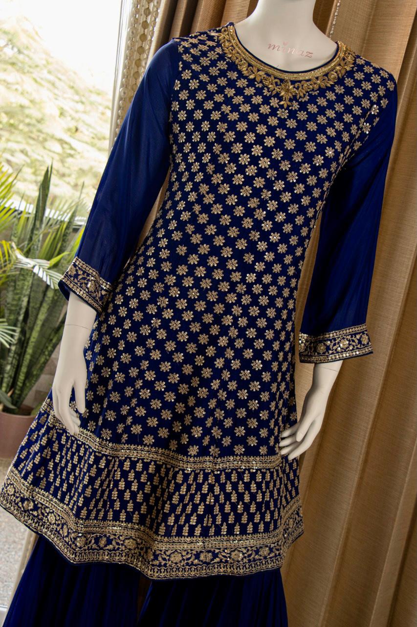 Beautiful Chinnon Short Anarkali with Garara