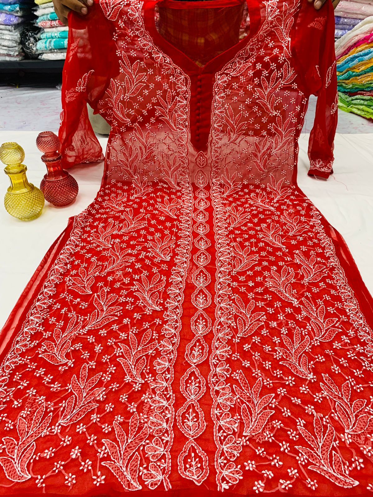Georgette Chikankari Long Kurtis